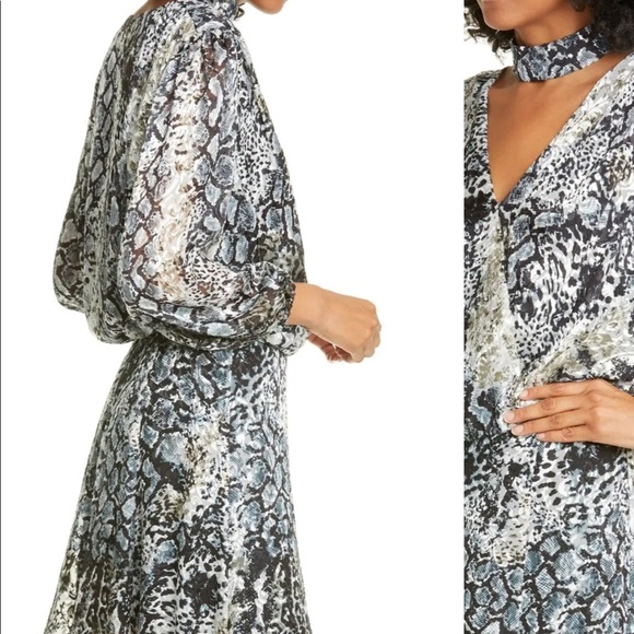 Luba Snakeskin Print Blouson Choker Top - Picture 3 of 6